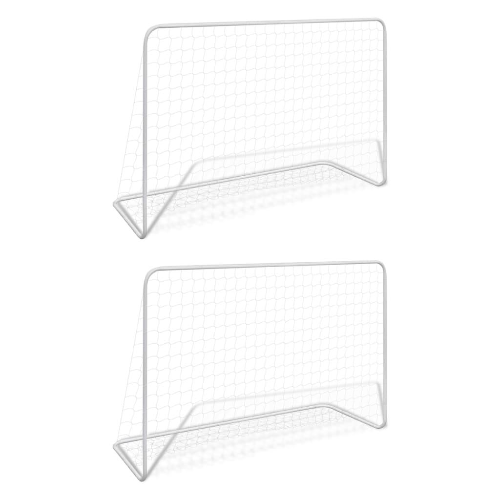 Voetbaldoel Met Net 182X61X122 Cm Staal Wit