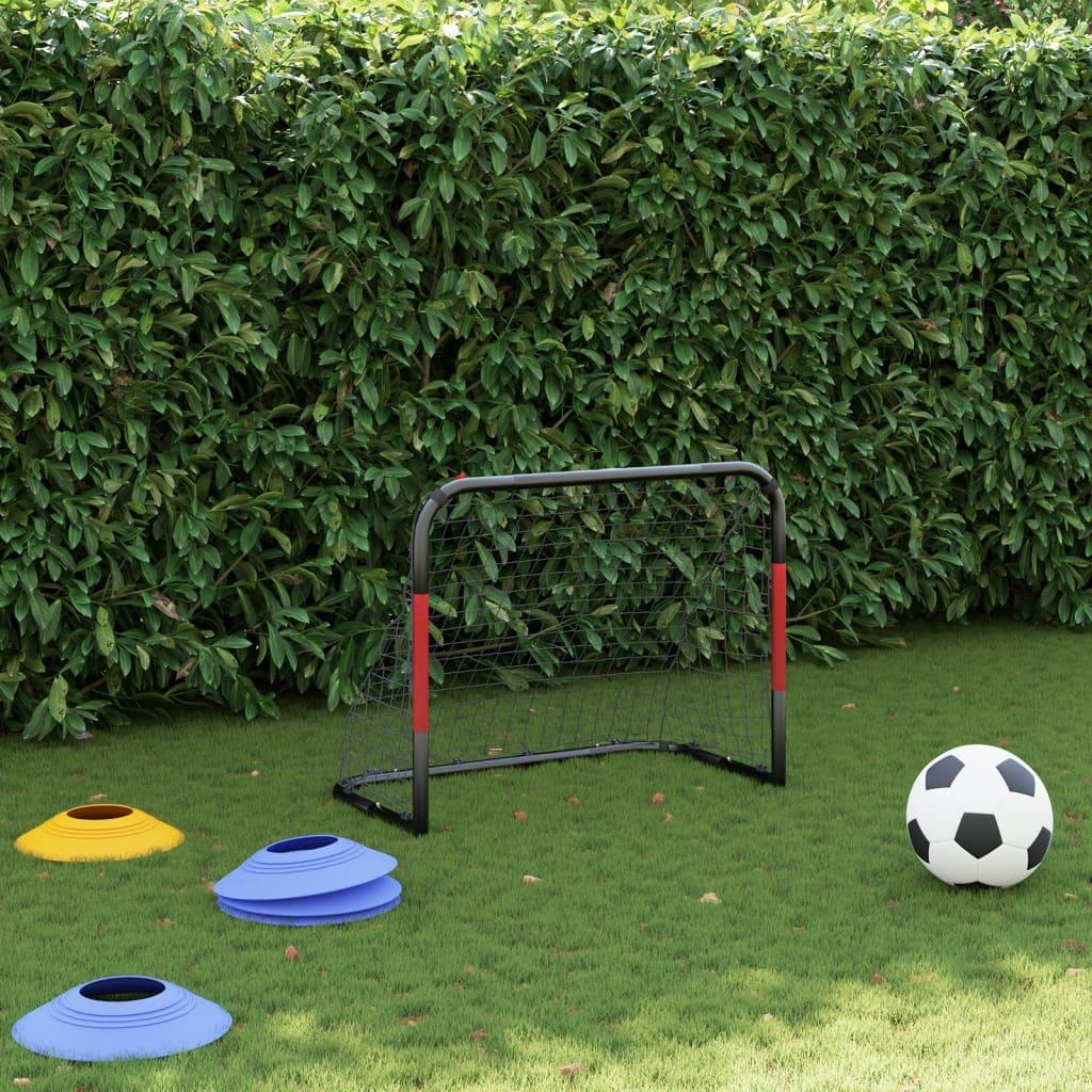 Voetbaldoel Met Net 90X48X71 Cm Staal Rood En Zwart