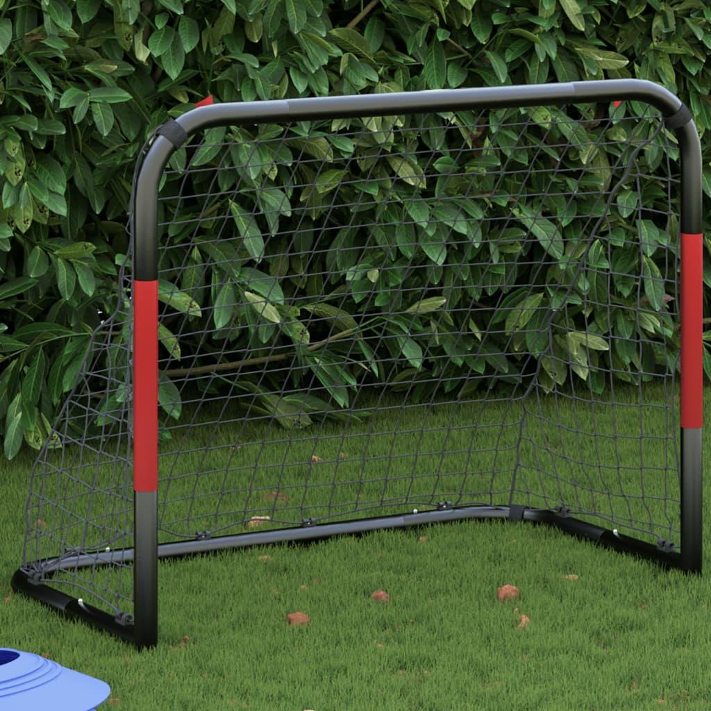 Voetbaldoel Met Net 90X48X71 Cm Staal Rood En Zwart