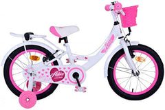 Volare Ashley 16 inch meisjesfiets met wit frame, handremmen, zijwieltjes
