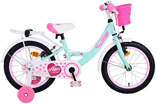 Volare Ashley 16 inch meisjesfiets in groen met twee handremmen en afneembare zijwieltjes