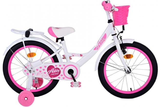 Volare Ashley 18 inch meisjesfiets in wit met handrem en comfortabel zacht zadel, inclusief al het montagemateriaal Veilig en duurzaam, perfect voor elk avontuur!