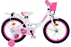 Volare Ashley 18 inch meisjesfiets in wit met handrem en comfortabel zacht zadel, inclusief al het montagemateriaal Veilig en duurzaam, perfect voor elk avontuur!