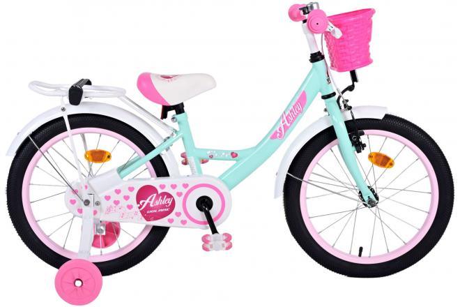 Volare Ashley Kinderfiets - Meisjes - 18 inch - Groen - veilig en comfortabel groene meisjesfiets met handrem, terugtraprem en afneembare zijwieltjes, inclusief montagemateriaal - Fitmarktnl
