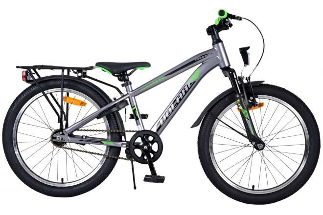 Volare Cross Kinderfiets - Jongens - 20 inch - donker Grijs - fiets met handrem, reflectoren, verlichting, zadelpen, comfortabel zadel, achterdrager, standaard, stevig slot, modern design, veilig en comfortabel