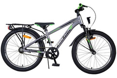 Volare Cross Kinderfiets - Jongens - 20 inch - donker Grijs - fiets met handrem, reflectoren, verlichting, zadelpen, comfortabel zadel, achterdrager, standaard, stevig slot, modern design, veilig en comfortabel