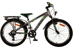 Volare Cross Kinderfiets - Jongens - 20 inch - Grijs - 6 versnellingen - veilige en comfortabele jongensfiets met handremmen, reflectoren, verlichting, achterdrager, zacht zadel, standaard en stevig slot