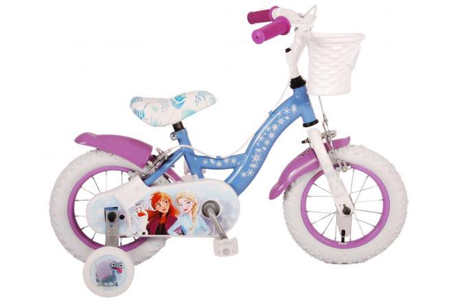 Frozen 2 12 inch meisjesfiets - Blauw/Paars - Met mandje, handrem en zijwieltjes - Perfect voor jonge avonturiers - Bestel nu bij Fitmarktnl!