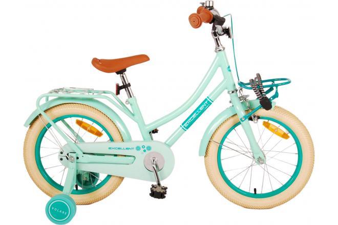 Volare Excellent 16 inch groene meisjesfiets met handrem, terugtraprem, afneembare zijwieltjes, reflectoren en voordrager