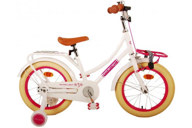 Volare Excellent 16 inch meisjesfiets in wit met handrem en terugtraprem