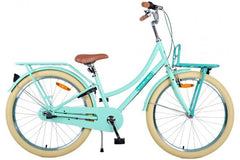 Volare Excellent 24 inch groene meisjesfiets met handrem, verlichting, zacht zadel, verstelbaar stuur en veilige gesloten kettingkast
