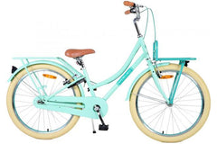 Volare Excellent 24 inch meisjesfiets in groen met handremmen, verlichting, voordrager en zacht verstelbaar zadel