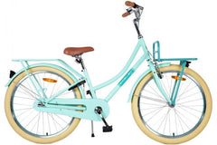 Volare Excellent 24 inch groene meisjesfiets met handrem, terugtraprem, verlichting, voordrager en verstelbaar zadel van topkwaliteit bij Fitmarktnl