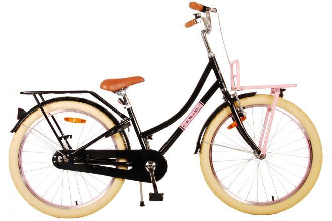 Volare Excellent Kinderfiets - Meisjes - 24 inch - Zwart: Veilige en comfortabele meisjesfiets met handrem, terugtraprem, verlichting, verstelbaar zadel en stuur, en trendy design
