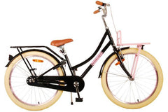 Volare Excellent Kinderfiets - Meisjes - 24 inch - Zwart: Veilige en comfortabele meisjesfiets met handrem, terugtraprem, verlichting, verstelbaar zadel en stuur, en trendy design