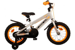 Volare Rocky Kinderfiets - Jongens - 14 inch - Grijs - Twee handremmen - Luxe zacht zadel - Gesloten kettingkast - Afneembare zijwieltjes - Extra lange zadelpen - Twee handremmen - Comfortabel en veilig ontwerp