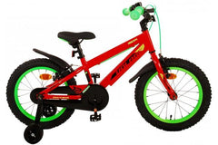 Volare Rocky 16 inch jongensfiets in rood met handremmen, zacht zadel en verstelbare zadelpen