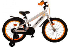 Volare Rocky 18 inch jongensfiets in grijs met twee handremmen, luxe zacht zadel, reflectoren en gesloten kettingkast