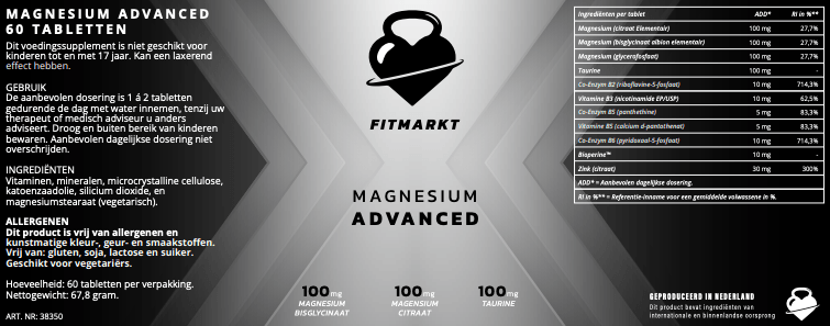 Magnesium Advanced 60 Tabletten - Ondersteunt spier- en zenuwfunctie, bevordert gezonde slaap