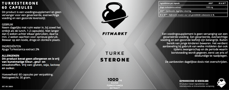 Illustration of FitMarkt Turkesterone 60 Capsules supporting muscle growth and recovery with natural ingredients