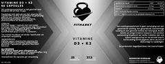 Fitmarkt Vitamine D3 + K2 capsules for cardiovascular health and vitality
