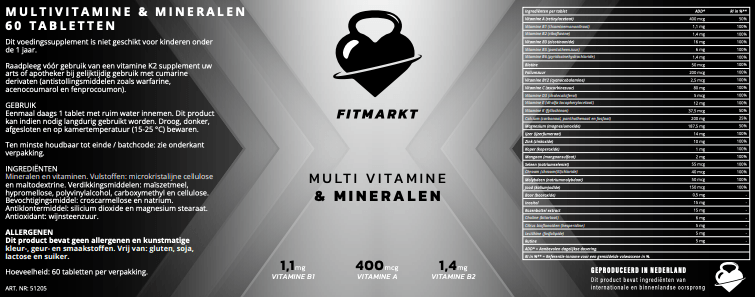  Multivitamine & Mineralen 60 capsules voor optimale prestaties en welzijn