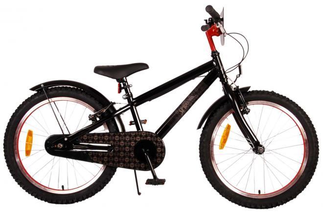 Spider-Man kinderfiets 20 inch in mat zwart met rode accenten, 2 handremmen, verstelbaar zadel, reflectoren & bel Veilig, comfortabel en stoer!
