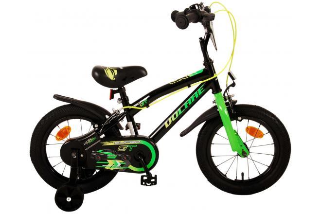 14 inch groene Volare Super GT jongensfiets met handremmen, reflectoren en zijwieltjes