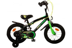14 inch groene Volare Super GT jongensfiets met handremmen, reflectoren en zijwieltjes