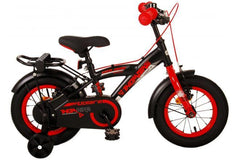 Volare Thombike Kinderfiets 12 inch Jongens Zwart Rood met Handremmen, Bell, Zijwieltjes - Veilig, Comfortabel, Duurzaam - Fietsen voor Kinderen - Fitmarktnl