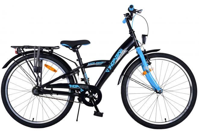 Volare Thombike Kinderfiets - Jongens - 24 inch - Zwart Blauw - 3 versnellingen - Modern design, veilig, handrem, reflectoren, Shimano versnellingen, verstelbaar zadel