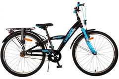 Volare Thombike Kinderfiets - Jongens - 24 inch - Zwart Blauw - Twee handremmen - Luxe zadel, zachte handvaten, reflectoren, verlichting, standaard, slot