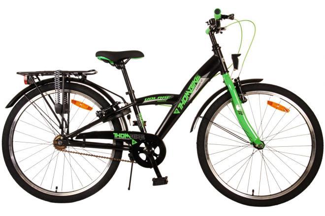 Volare Thombike Kinderfiets - Jongens - 24 inch - Zwart Groen - Twee handremmen - Luxe zacht zadel, reflectoren, verstelbaar stuur, veilig en comfortabel