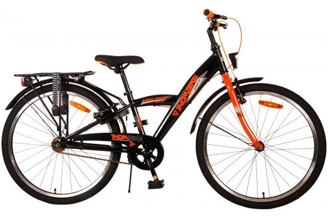 Volare Thombike Kinderfiets - Jongens - 24 inch - Zwart Oranje - Twee handremmen - Luxe zacht zadel, reflectoren, verstelbaar stuur, veilig en comfortabel