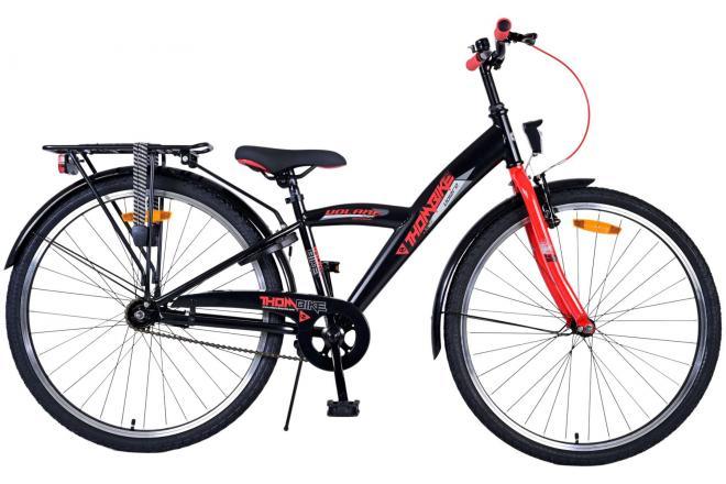 Volare Thombike Kinderfiets - Jongens - 26 inch - Zwart Rood - Moderne fiets met handrem, terugtraprem, verlichting, bel, reflectoren, comfortabel zadel en handvaten, verstelbaar stuur en zadelpen, stevig frame, achterdrager, standaard en slot