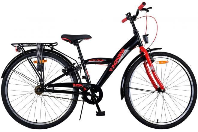 Volare Thombike Kinderfiets - Jongens - 26 inch - Zwart Rood - Twee Handremmen - Veilige en comfortabele jongensfiets met handremmen, verlichting, reflectoren, verstelbaar zadel en stuur Built to last!
