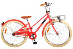 Volare Melody Kinderfiets - Meisjes - 24 inch - Koraal Rood - Prime Collection: Veilig en duurzaam meisjesfiets met handrem, reflectoren, verlichting, voordrager, verstelbaar stuur, comfortabel zadel, en accessoires