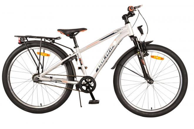 Volare Cross Kinderfiets - Jongens - 24 inch - Zilver - 3 versnellingen - Handrem, terugtraprem, reflectoren, verlichting, achterdrager, zacht zadel, standaard, langere zadelpen