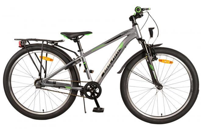 Volare Cross 24 inch jongensfiets - donker Grijs - 3 versnellingen met handrem, reflectoren, zacht zadel, achterdrager, en batterijverlichting