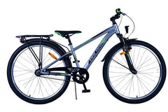 Volare Cross 26 inch jongensfiets in donker grijs met 3 versnellingen, handrem en terugtraprem, reflectoren, verlichting, zacht zadel, standaard, stevig slot, en extra lange zadelpen