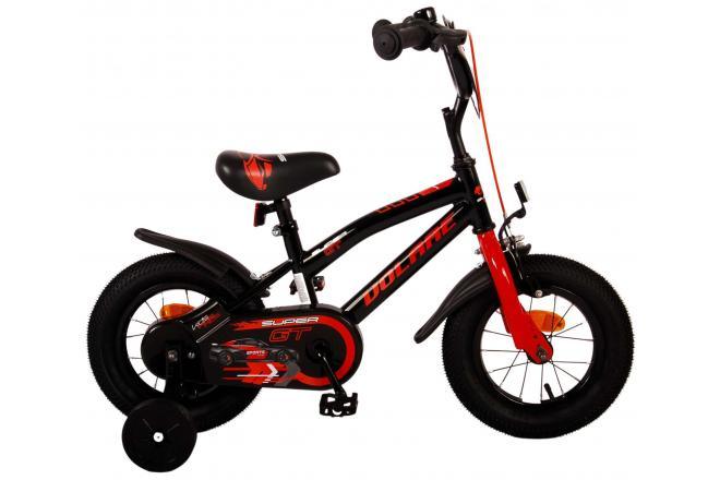 Rode Volare Super GT 12 inch jongensfiets met handrem, terugtraprem, zijwieltjes, reflectoren, verstelbaar zadel en stuur, gesloten kettingkast, en tijdloos design