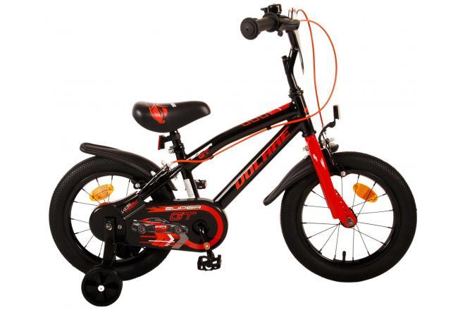 Rode Volare Super GT 14 inch jongensfiets met twee handremmen, reflectoren, gesloten kettingkast en afneembare zijwieltjes, inclusief montagemateriaal